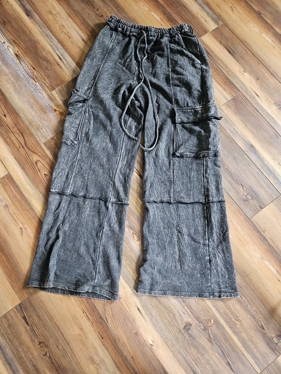 Ces Femme Pants - Ces Femme Black Acid Wash Sweatpants, Size M